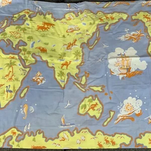 Pottery Barn Kids World Traveler Map Animal Print ONE Pillowcase Cotton Standard - Picture 1 of 8