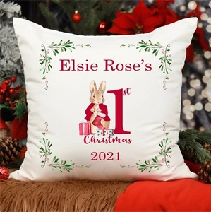 Babys First Christmas Cushion,Pillow,Peter Rabbit,Keepsake,Decoration,Boy Girl - Picture 1 of 6