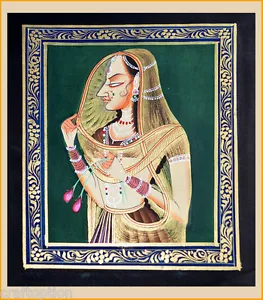 ¡Pintura en miniatura original hecha a mano sobre tela de seda colores naturales de la India! - Imagen 1 de 5
