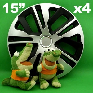 Radkappen 15" Raven ★ 4 Stück ★ SILBER+SCHWARZ für Skoda Fabia Octavia Rapid  - Bild 1 von 1