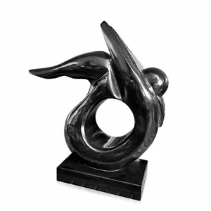 Scultura da Tavolo Ginnasta Marmo Nero Black Marble Gymnast Art H.30cm - Picture 1 of 2