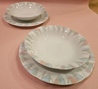 Vintage Royal Silver China Ceramic Plates (set of 2) + Ceramic Bowls (set of 2) - Image 1 of 4