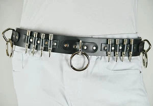 LEDER KUGELGÜRTEL BIKER GOTH HEAVY METAL ROCKER PUNK CYBER FETISCH BÜHNE GOTHIC - Bild 1 von 3