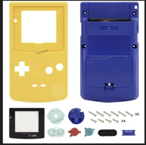 Gameboy Color Pokemon Ersatz Gehäuse GELB BLAU Tasten & Schrauben & Display Case - Bild 1 von 1