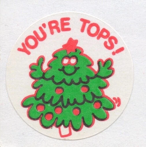 Vtg 80s Trend Scratch And Sniff Matte Pine Christmas Tree Stinky Stickers No TM Foto 1 de 1