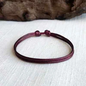 Dark Red 1.5mm Water Resistant Cord Adjustable Unisex Bracelet or Anklet - Bild 1 von 7
