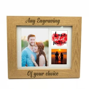 Personalised Wooden Multi Photo Frame Engraved Any Message FW28380-3I - Picture 1 of 2