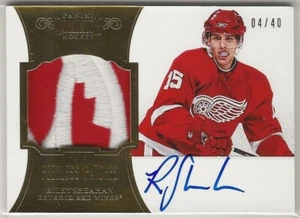 2012-13 Dominion Peerless Patches Autographs #29 Riley Sheahan 04/40 Red Wings - Picture 1 of 2