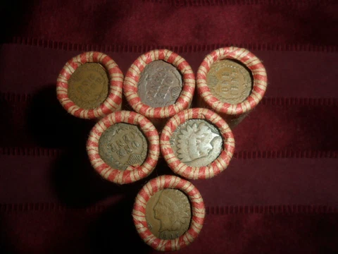 UNSEARCHED WHEAT CENT ROLLS WITH INDIAN HEAD CENT  ON END Cover