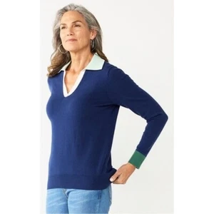 NWT Croft & Barrow Long Sleeve Polo Sweater Blue Size XL - Picture 1 of 2