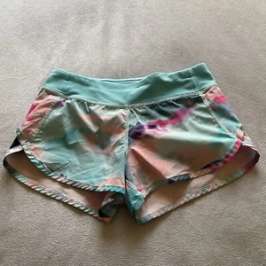 Ivivva girls turquoise multicolored graphic watercolor print lined active shorts - Picture 1 of 10