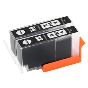 2 Noire Cartouches d'encre d'imprimante remplacer HP 364Bk non-OEM/Compatible - Photo 1/6