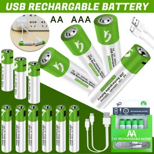Lot AA / AAA Battery 1.5V 2600mWh Type-C USB Rechargeable Lithium Ion Batteries - Picture 1 of 15