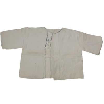 Vintage Hand Embroidered Toddler Baby Open Front Shirt Hand Embroidered Flower - Imagem 1 de 4