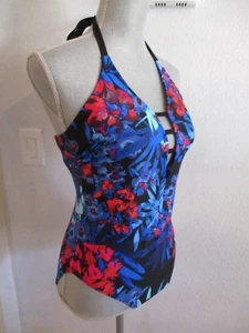 NUEVO CON ETIQUETAS ISLAND WAVE TALLA 6 Y 10 MULTICOLOR FLORAL UNA PIEZA TRAJE DE BAÑO ESTILO HALTER - Imagen 1 de 10
