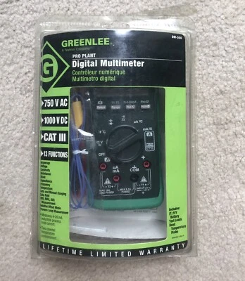 NUEVO Multímetro Greenlee DM-500 Cables Manual Temperatura 13 Función Cat 3 Foto 1 de 4