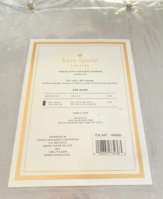 NEW with Tag Kate Spade New York 9 Piece Tablecloth Set, 60" x 102" Gray Silver - Image 1 of 4