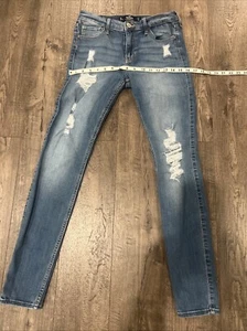 Hollister Mid Rise Super Skinny Jeans Woman’s 5L 27x30 Soft Stretch Blue Wripped - Picture 1 of 8