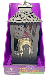Halloween flammenlose schwarze Laterne mit flackerndem Licht - gebraucht/offene Box - Bild 1 von 4
