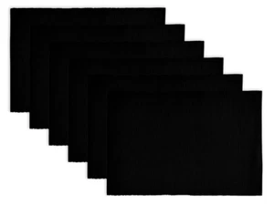 100% Cotton Flat Placemats - Set of 6 - 13 x 19 Inches - Black - Picture 1 of 6