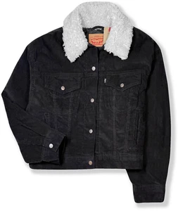 Levi's Sherpa Baby Baggy Trucker Jacket - NWT Womens Large Black - #46216-DSK2 - Picture 1 of 1