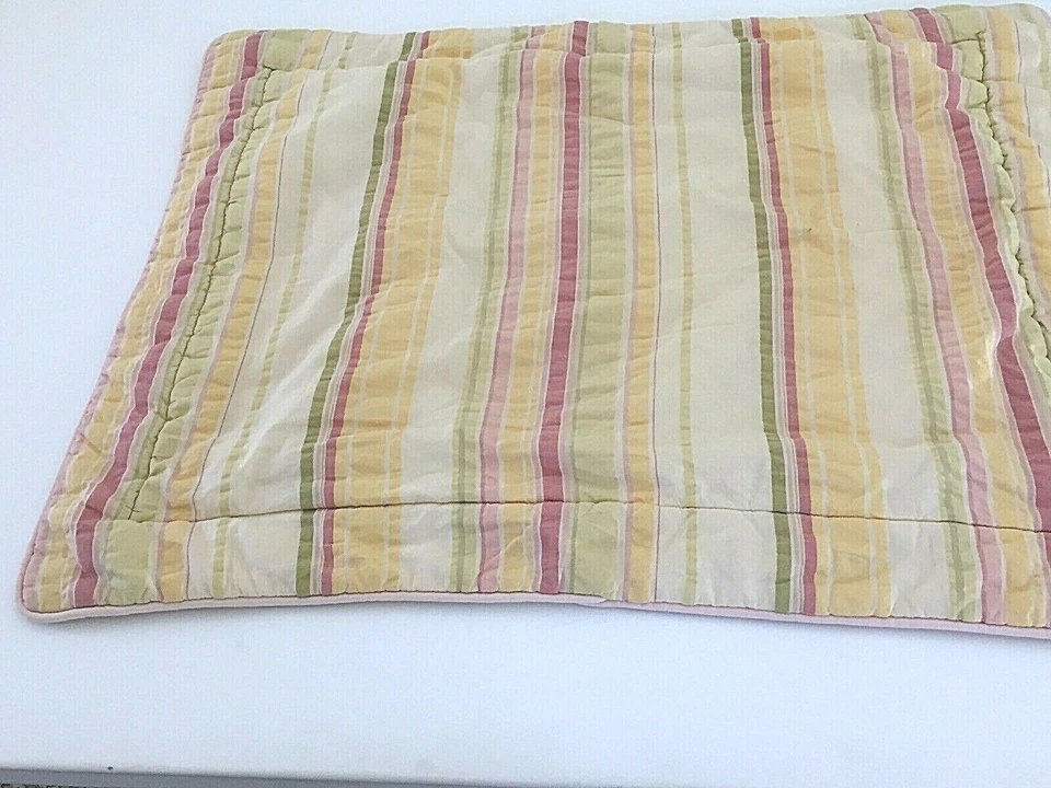Almohada acolchada a rayas Croscill Home amarillo rosa verde algodón falso 27" x 21" estándar Foto 1 de 4