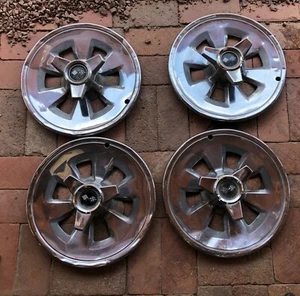 50's 60's Chevy 1965 Chevrolet Corvette Impala Steel 14" Hubcaps Set Of Four - Picture 1 of 5