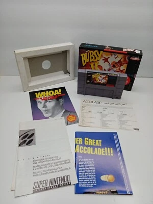 Bubsy II 2 Box Poster Registration SNES SUPER Nintendo Tested Works Great  - Image 1 of 2