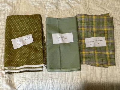 Edredón de tela de algodón 3 piezas VERDES a cuadros PUNTOS 3+yardas Total surtido tamaños bonito 1 yarda ea Foto 1 de 4