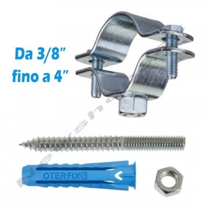 STAFFA COLLARE PESANTE CON TASSELLO FISCHES PER TUBI ACCIAIO ZINCATO E PVC - Immagine 1 di 2