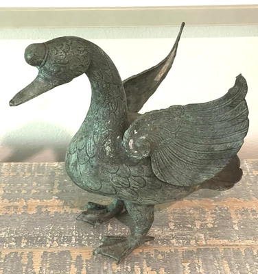 Rare Very Old Rolled Copper Chinese Goose Statue - Image 1 of 4