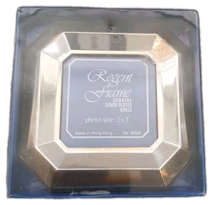 Vintage Regent Frame Silver Plated Brass 3" X 3" Photo Picture Frame New - Picture 1 of 3
