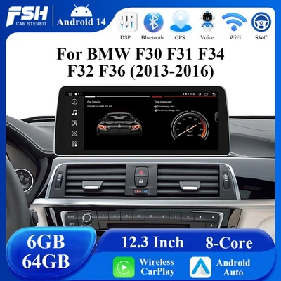 12.3" Autoradio Android 14 CarPlay GPS 64GB BMW 3er F30 F31 F34 4er F32 F33 F36 - Bild 1 von 4