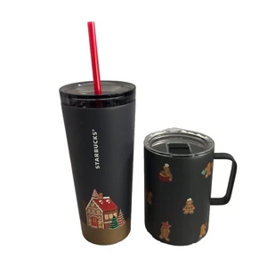 Nueva taza de café Starbucks auténtica y vaso de agua pan de jengibre vacaciones 2025 - Imagen 1 de 6