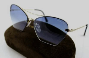 TOM FORD ANNABEL Rimless Gold Blue Gradient Sunglasses TF 507 FT 0507 28W Italy - Picture 1 of 8