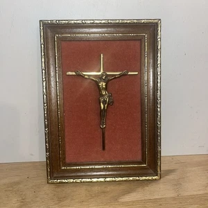 Crucifix Bronze D’art Véritable Moulage Au Sable À L’ancienne Ciselé Main GG - Picture 1 of 3