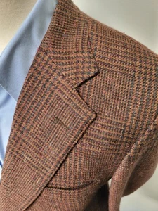 Gorgeous Corbin Brown Glen Plaid Sport Coat 42L Long Full Canvas - Picture 1 of 10