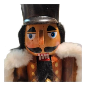 Vintage Stil Holz Nussknacker 14" hoch Gold Farbe Horn Urlaub Weihnachten Dekor - Bild 1 von 9