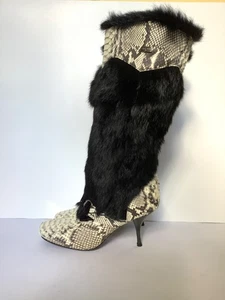 Vintage Strena Python and real fur knee boots US9 - Picture 1 of 23