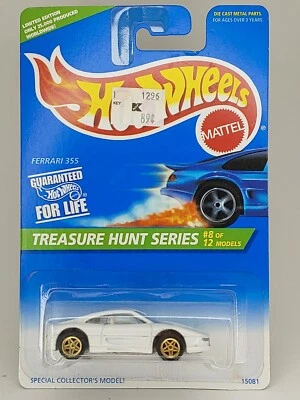 Hot Wheels 1996 Treasure Hunt White Ferrari 355 #8 of 12 w/Protecto Pak - Image 1 of 3