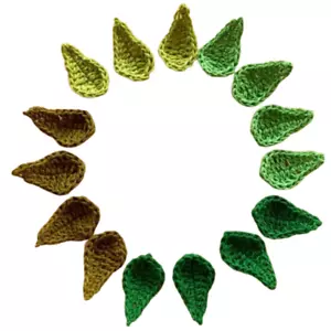 Crochet Green Leaves Applique Handmade Embellishment Leaf Cotton Crafts DIY x20 - Picture 1 of 10
