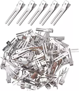 100 Pieces 1.8 Inches Double Prong Pin Curl Hair Clips Metal Alligator Clips Sil - Picture 1 of 8