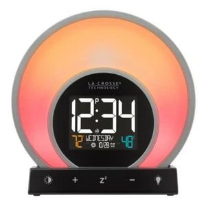 La Crosse Technology Light Alarm Clock Black Temperature/Humidity Battery Backup - Picture 1 of 9