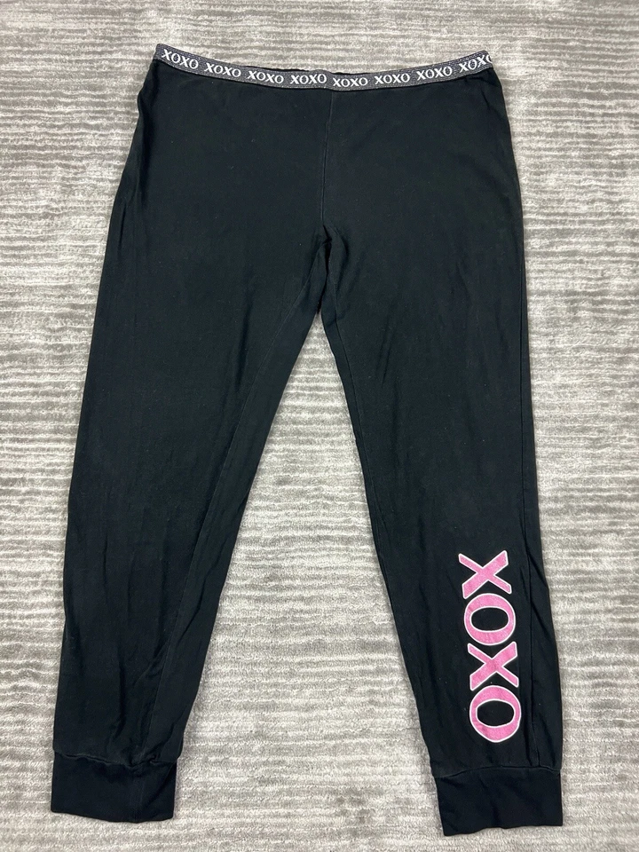 Leggings XOXO Mujer Extra Grandes Negros Algodón Negro Deletrear Pierna Foto 1 de 4