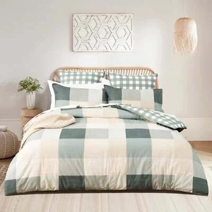 Cooper Checks Quilt Cover Set 300 Thread Count Cotton Reversible - Picture 1 of 4