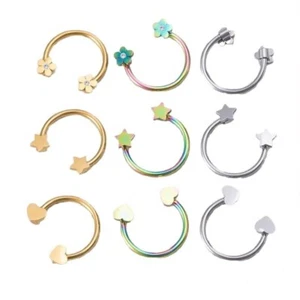 CZ Horseshoe Piercing Barbell Ring Surgical Steel Tragus Nose Septum Ear Nipple - Picture 1 of 18