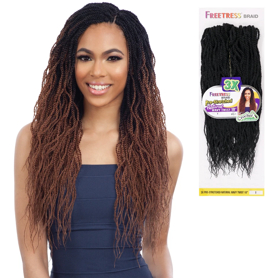 FREETRESS SYNTHETIC CROCHET BRAID - 3X PRE-STRETCHED NATURAL WAVY TWIST 18"