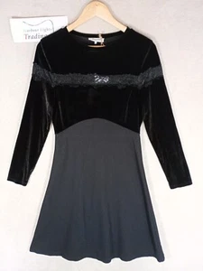 Great Plains abito donna piccolo S 8-10 nero velluto stravagante vintage natale - Foto 1 di 18