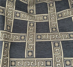 Gray Gold Chenille Upholstery Brocade Jacquard Fabric 50” width Sold By Yard - Picture 1 of 2