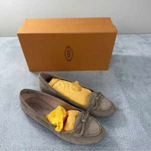 Tod's Women's Size 8 US/5 UK/38 EU Ballerina Suede Loafers Beige Cream W/Box - Picture 1 of 16